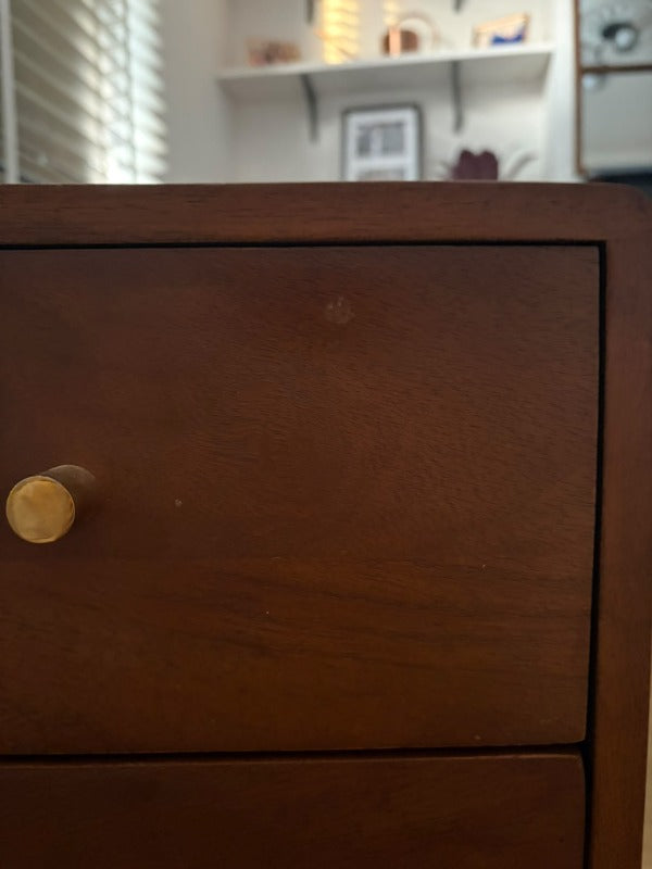 Scandinavian Dark Walnut Logan Narrow Bedside Table (Damaged)