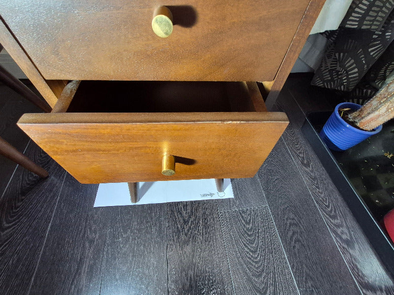 Scandinavian Walnut Logan Narrow Bedside Table (Nicked)