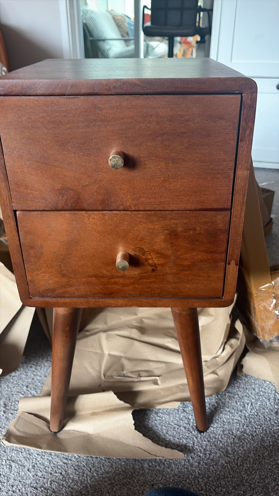 Scandinavian Walnut Logan Narrow Bedside Table (Damaged)