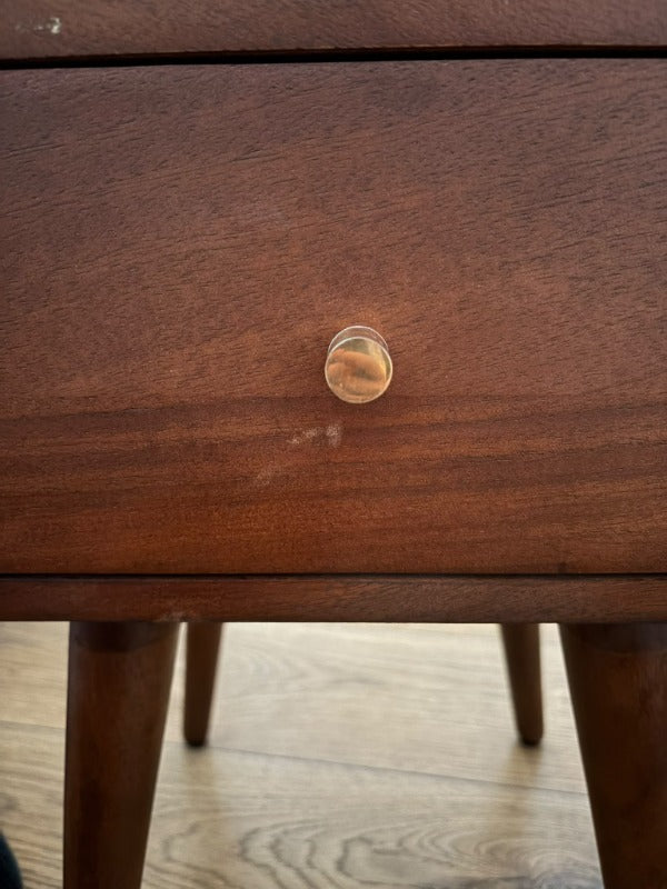 Scandinavian Dark Walnut Logan Narrow Bedside Table (Damaged)