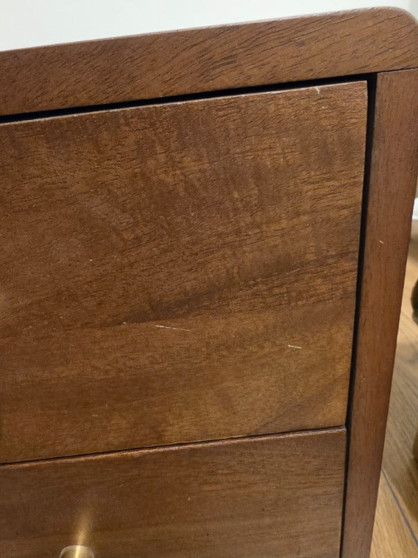 Scandinavian Dark Walnut Logan Narrow Bedside Table (Damaged)