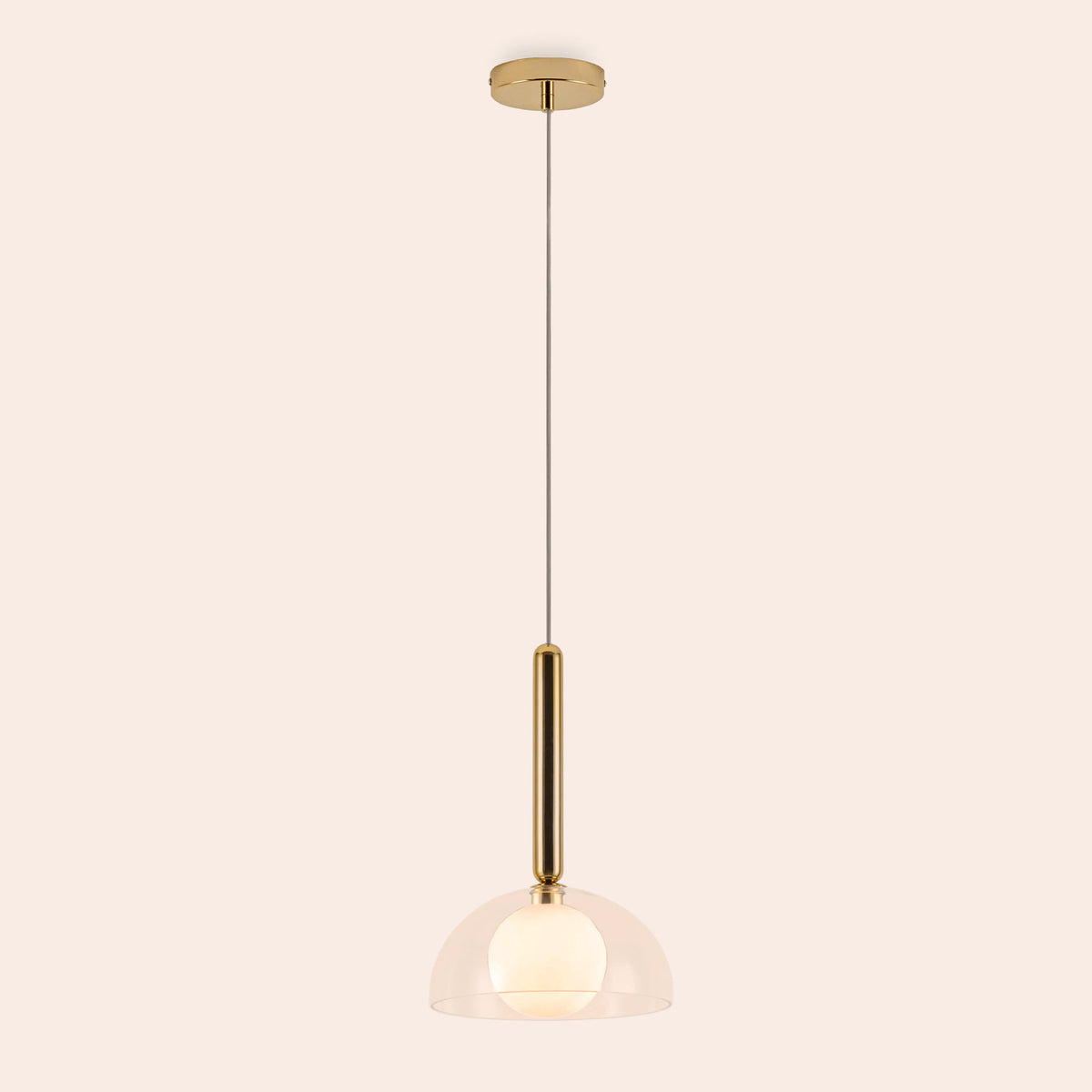 Polished Brass & Clear Glass Dome Pendant Light
