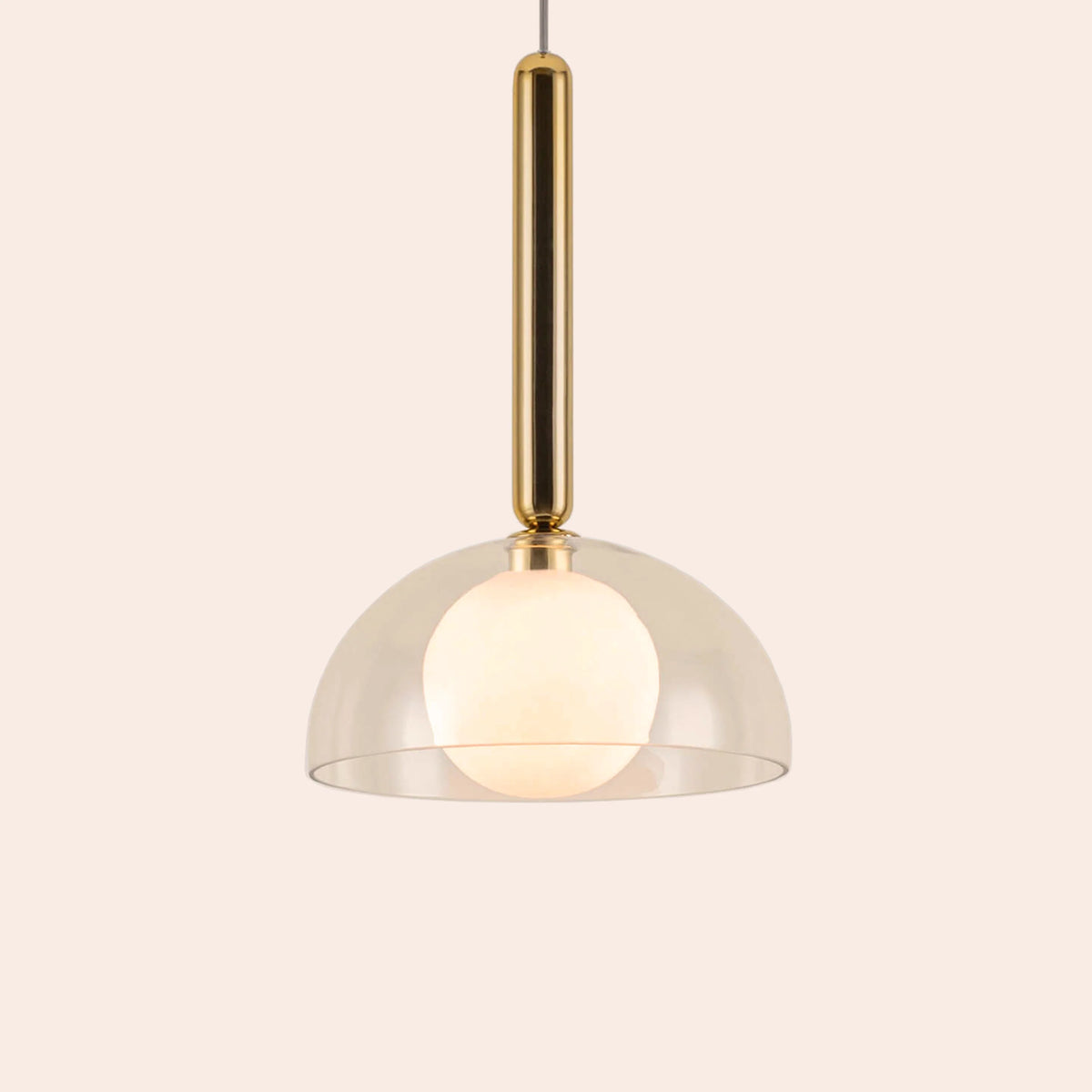 Polished Brass & Clear Glass Dome Pendant Light