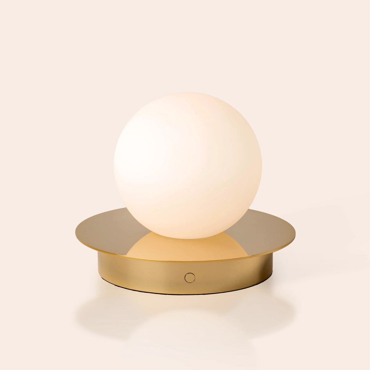 Opal Disc Rechargeable Table Lamp in Polished Brass