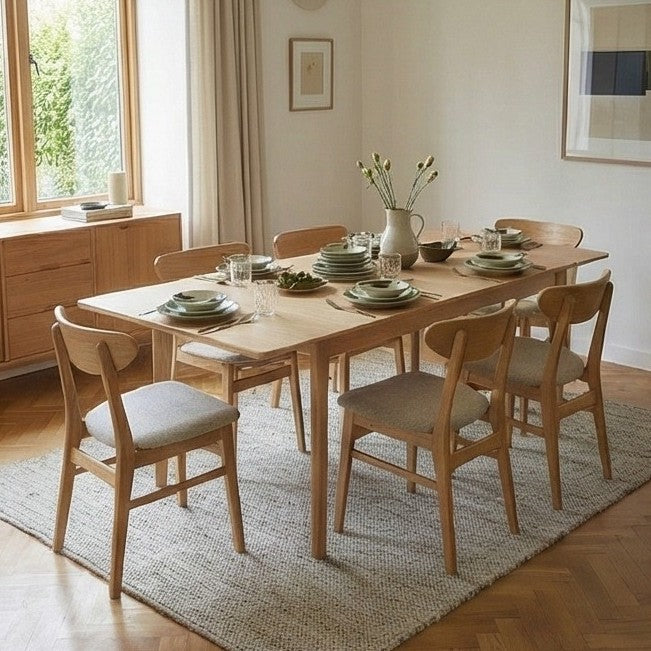 Wright Oak Rectangular Extendable Dining Table