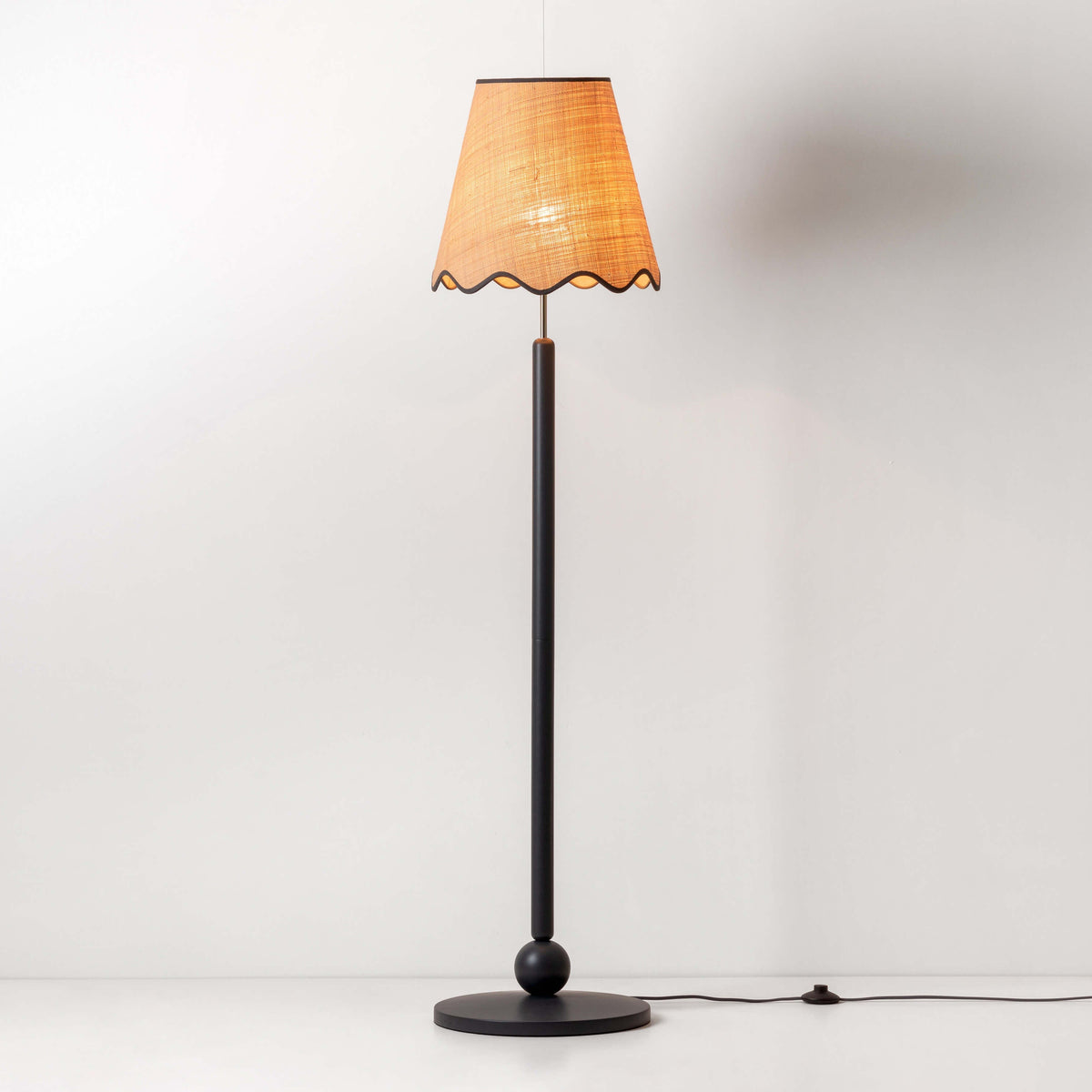 Textured Burnt Orange & Black Scalloped Floor Lamp