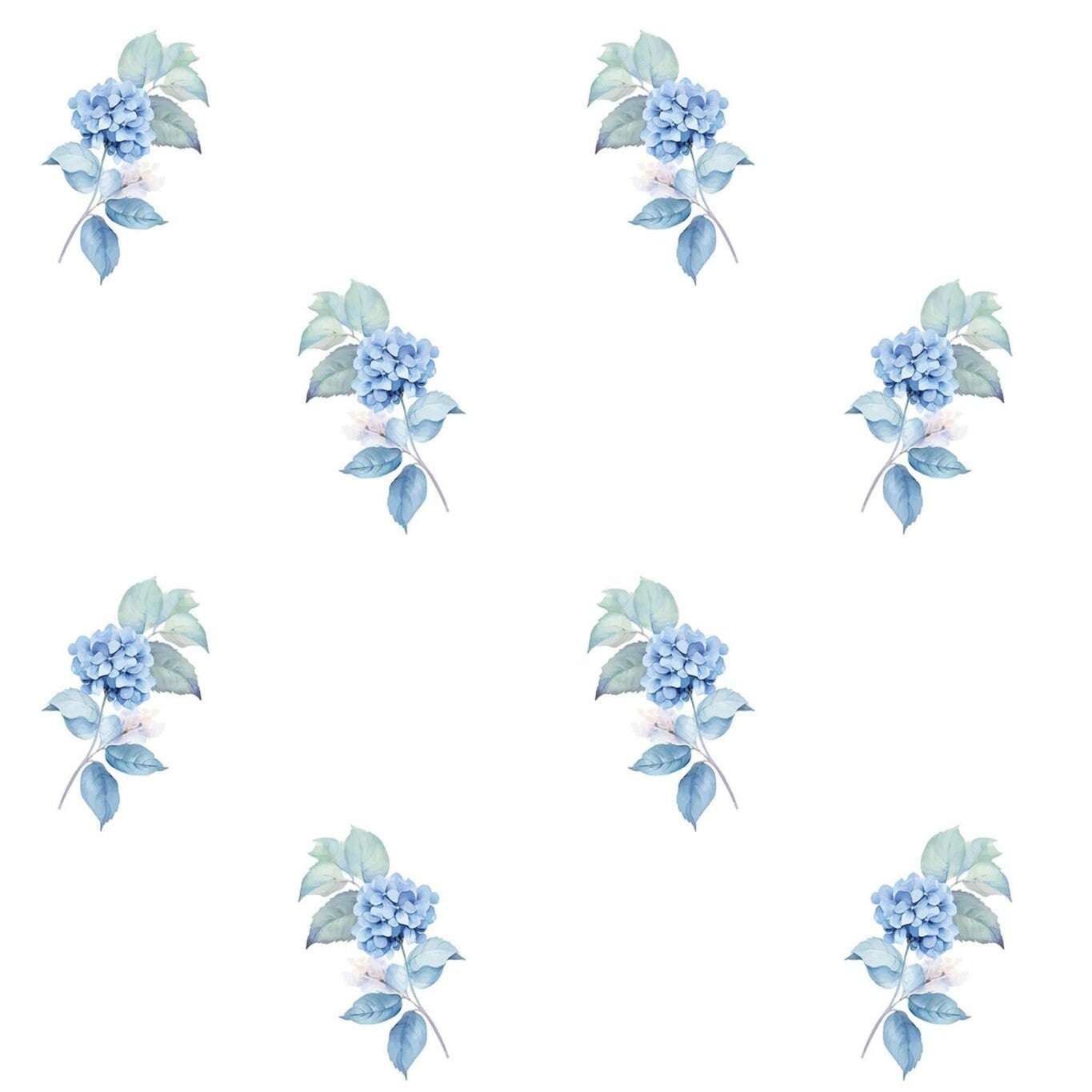 Minimalist Botanical Blue Hydrangea Wallpaper
