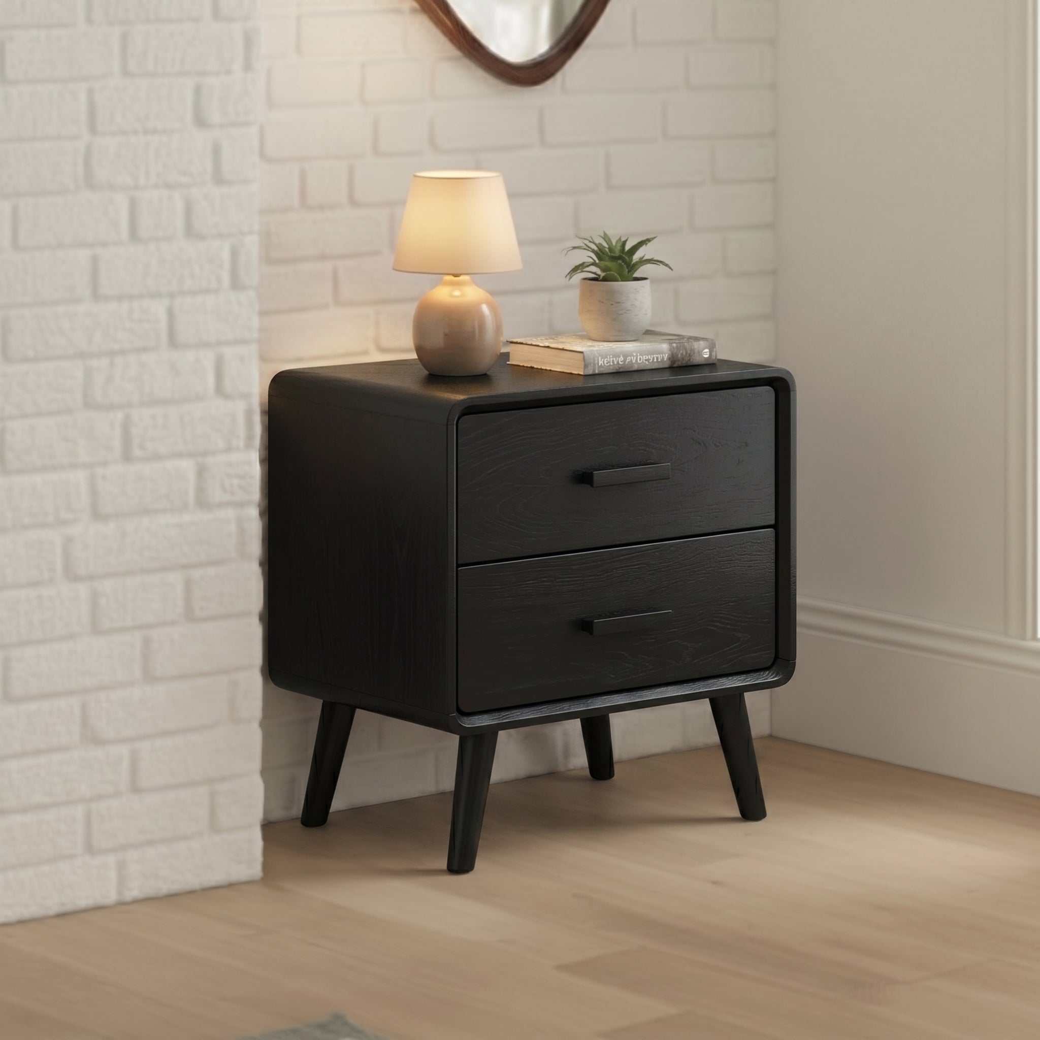 Rubberwood Bedside in Black