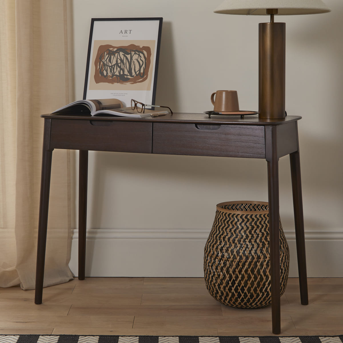 Norway 2 Drawer Dark Walnut Console Table