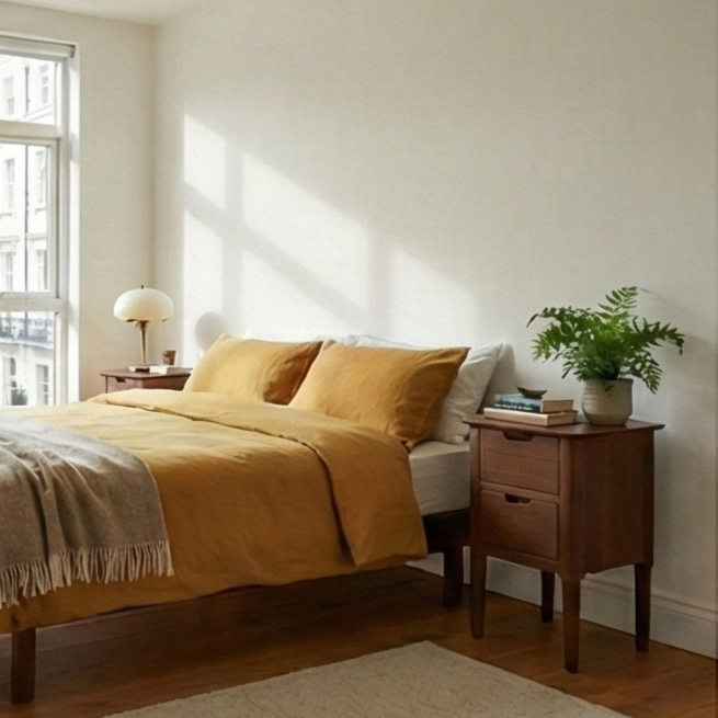 Norway Narrow Dark Walnut Bedside Table