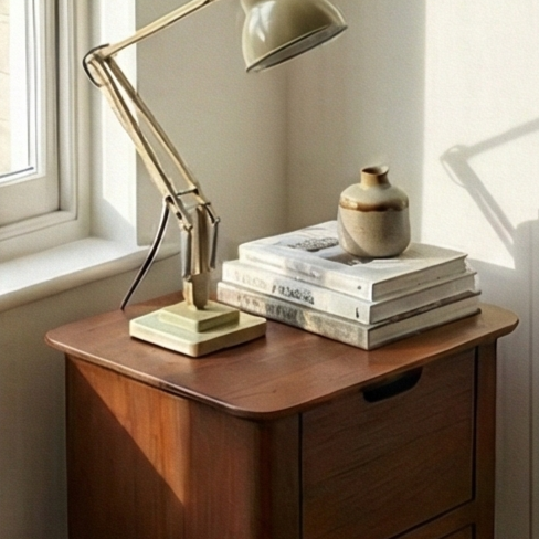 Norway Narrow Dark Walnut Bedside Table