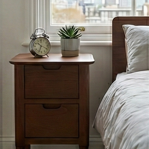 Norway Narrow Dark Walnut Bedside Table