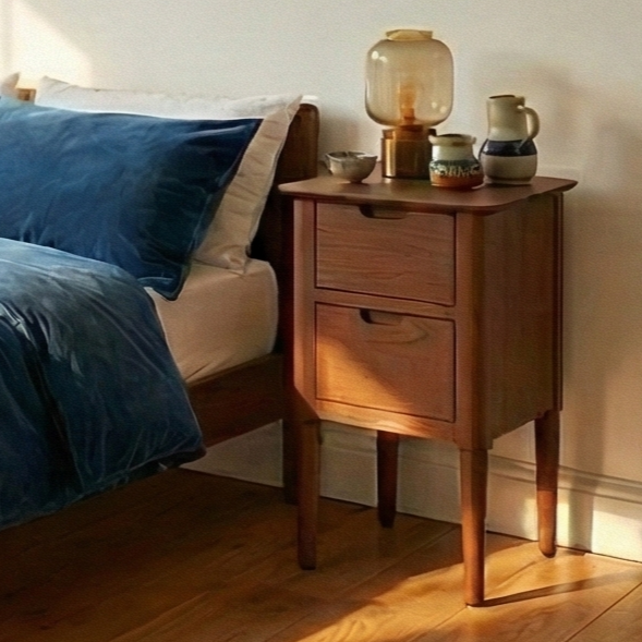 Norway Narrow Dark Walnut Bedside Table