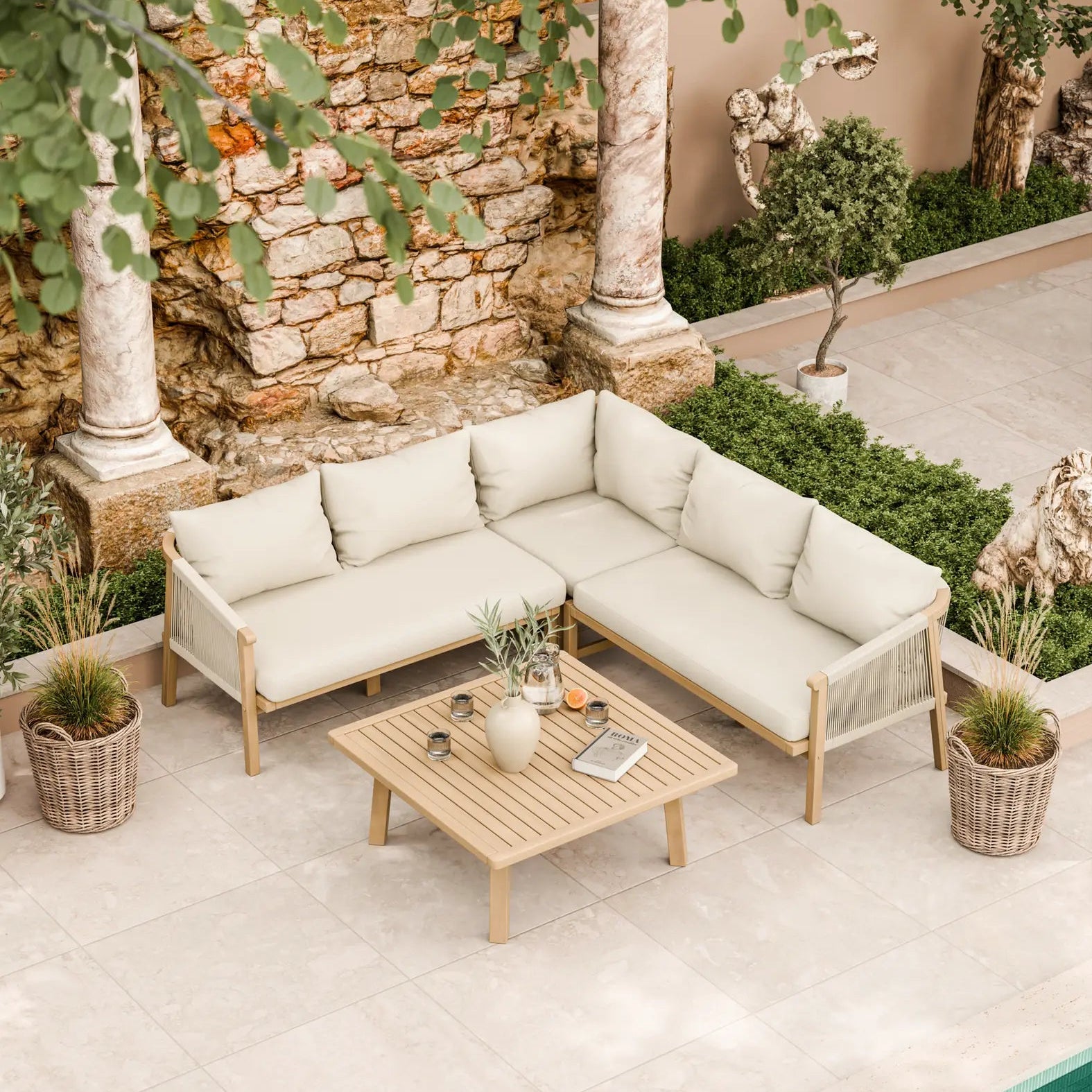 Roma 5 Seater Corner Lounge Set with 90cm Square Coffee Table