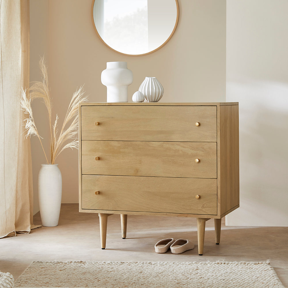 Solid light oak chest of drawers top