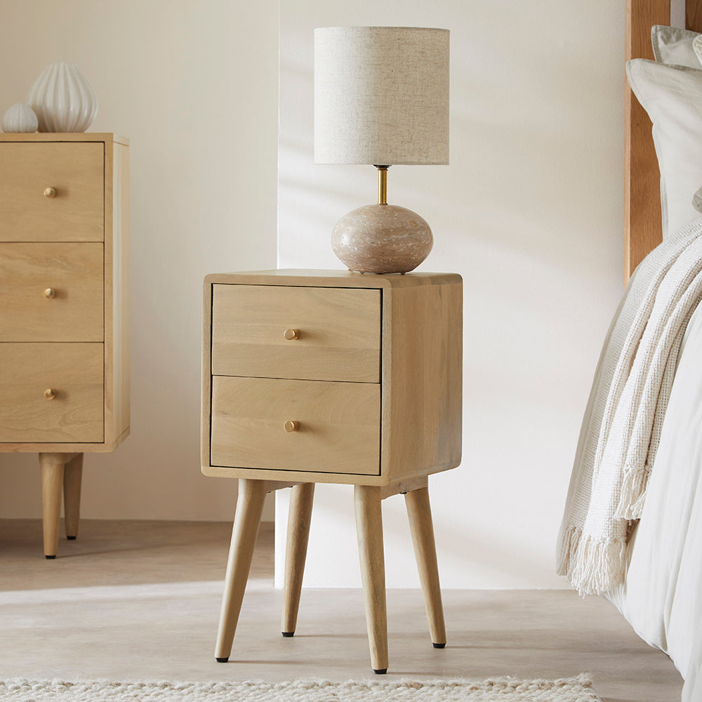 Narrow and Slim Light Oak Bedside Table, 30cm wide – Fishe and Lilly