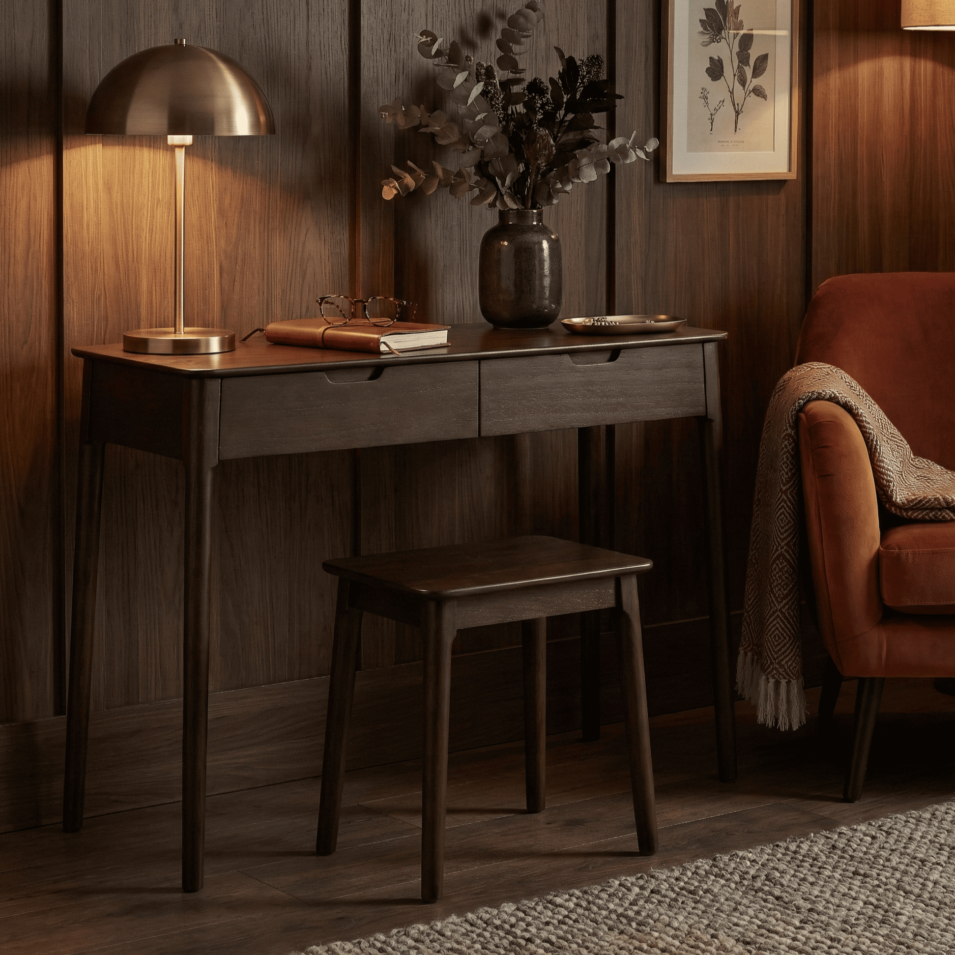 Norway Dark Walnut Dressing Table Stool