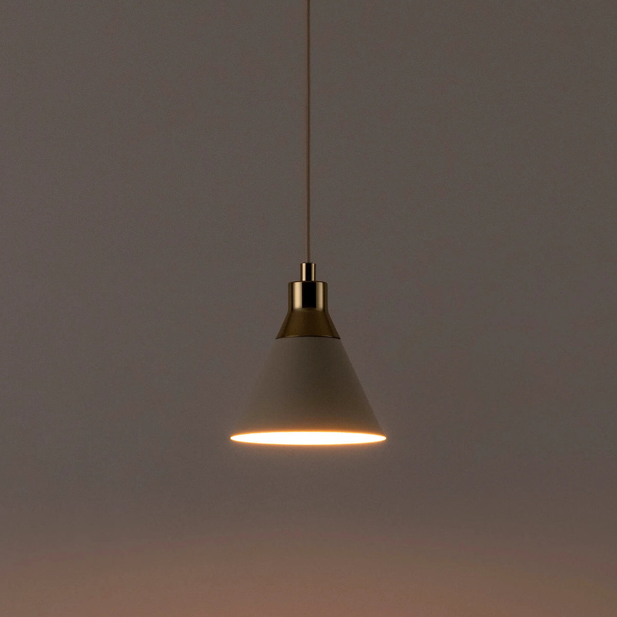 Sand Grey & Brass Cone Pendant Light