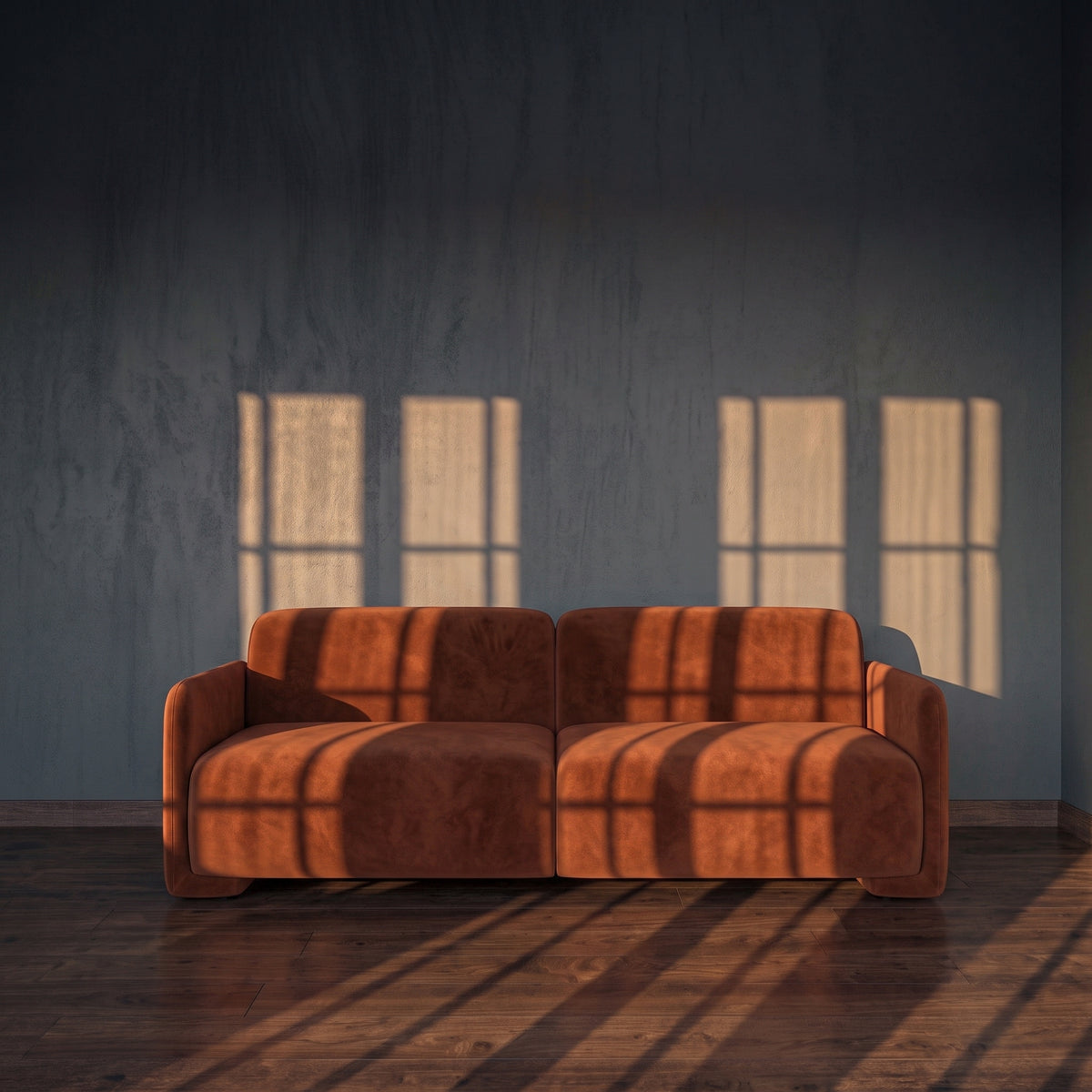 Scandinavian Modern Sofa Bed, Burnt Orange