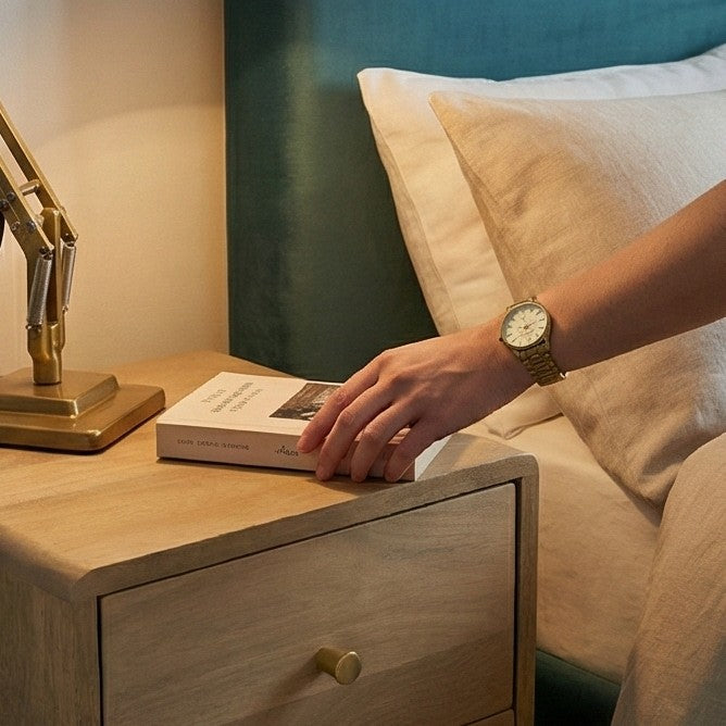 Minimalist Mango Wood Logan Narrow Bedside Table