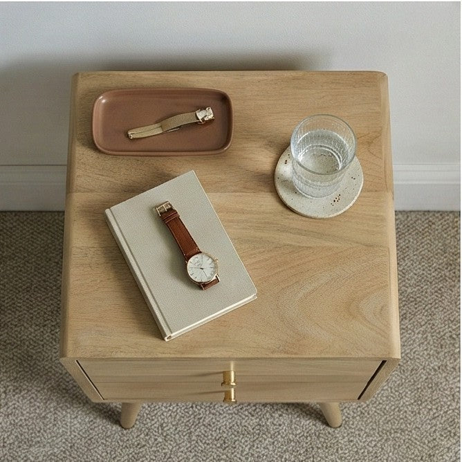 Minimalist Mango Wood Logan Narrow Bedside Table