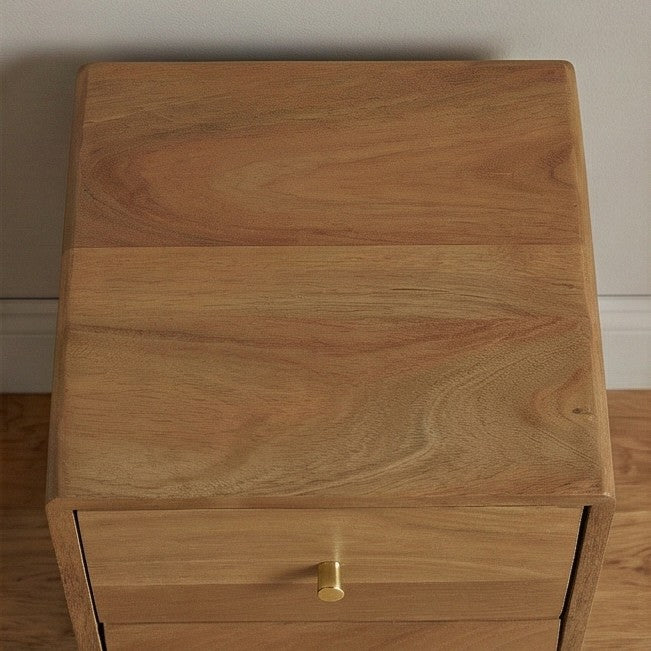 Scandinavian Light Walnut Logan Narrow Bedside Table