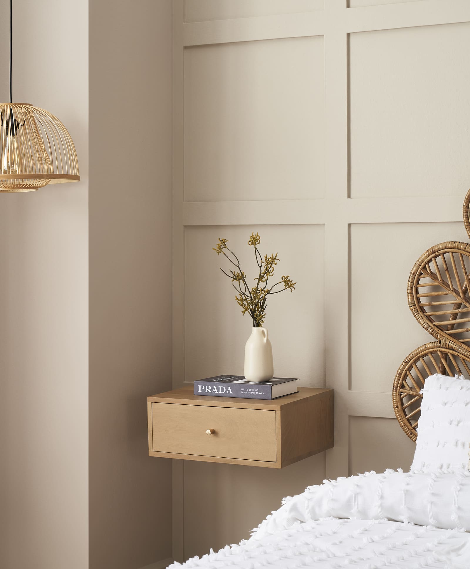 Oak wall deals mounted bedside table