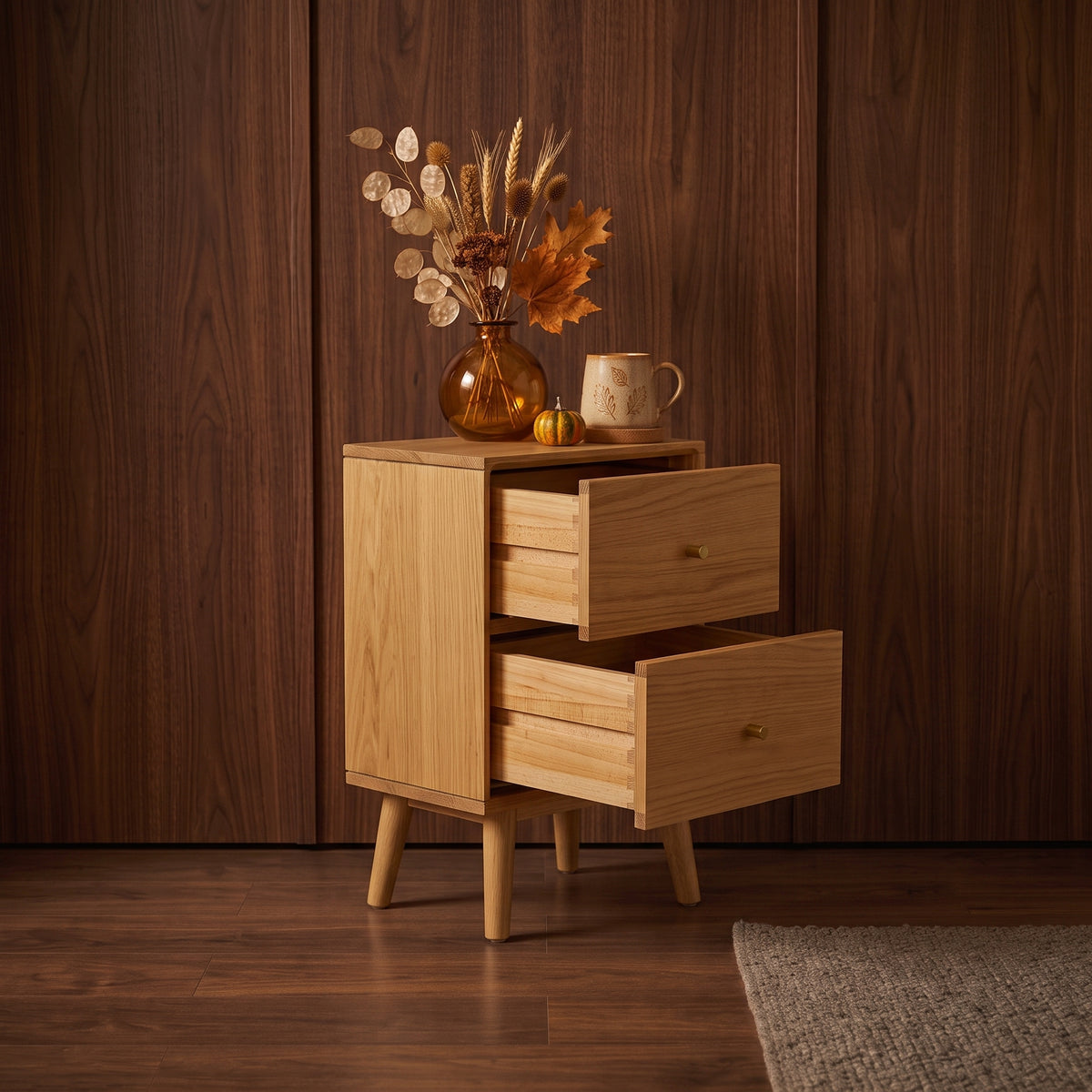 Wright Narrow Oak Bedside Table