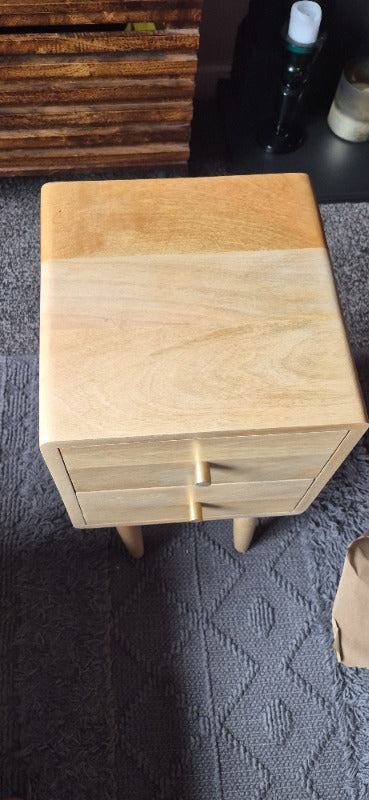 Minimalist Mango Wood Logan Narrow Bedside Table (Colour Issue)