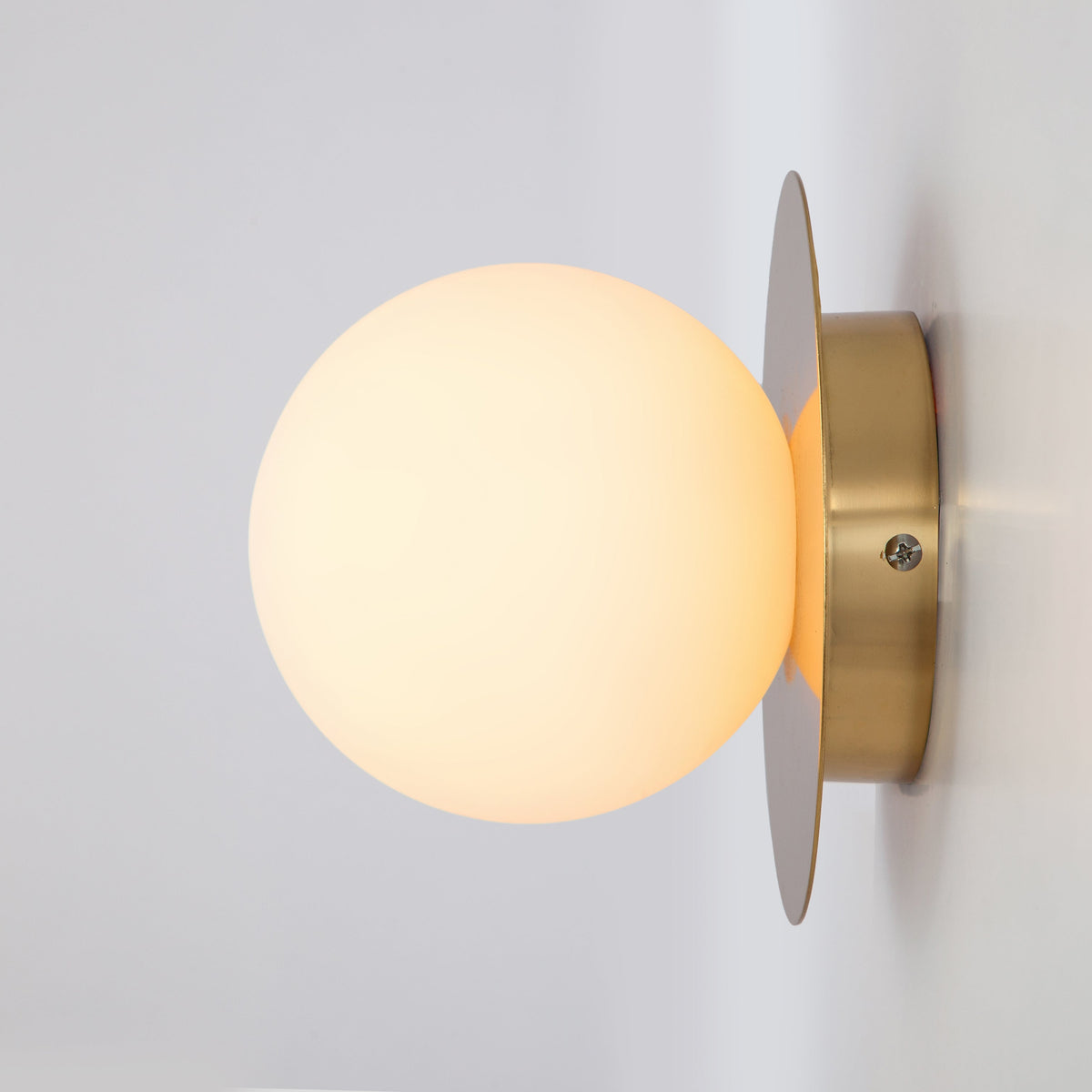 Polished Brass & Opal Globe Wall Light