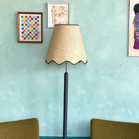 Textured Burnt Orange & Black Scalloped Floor Lamp