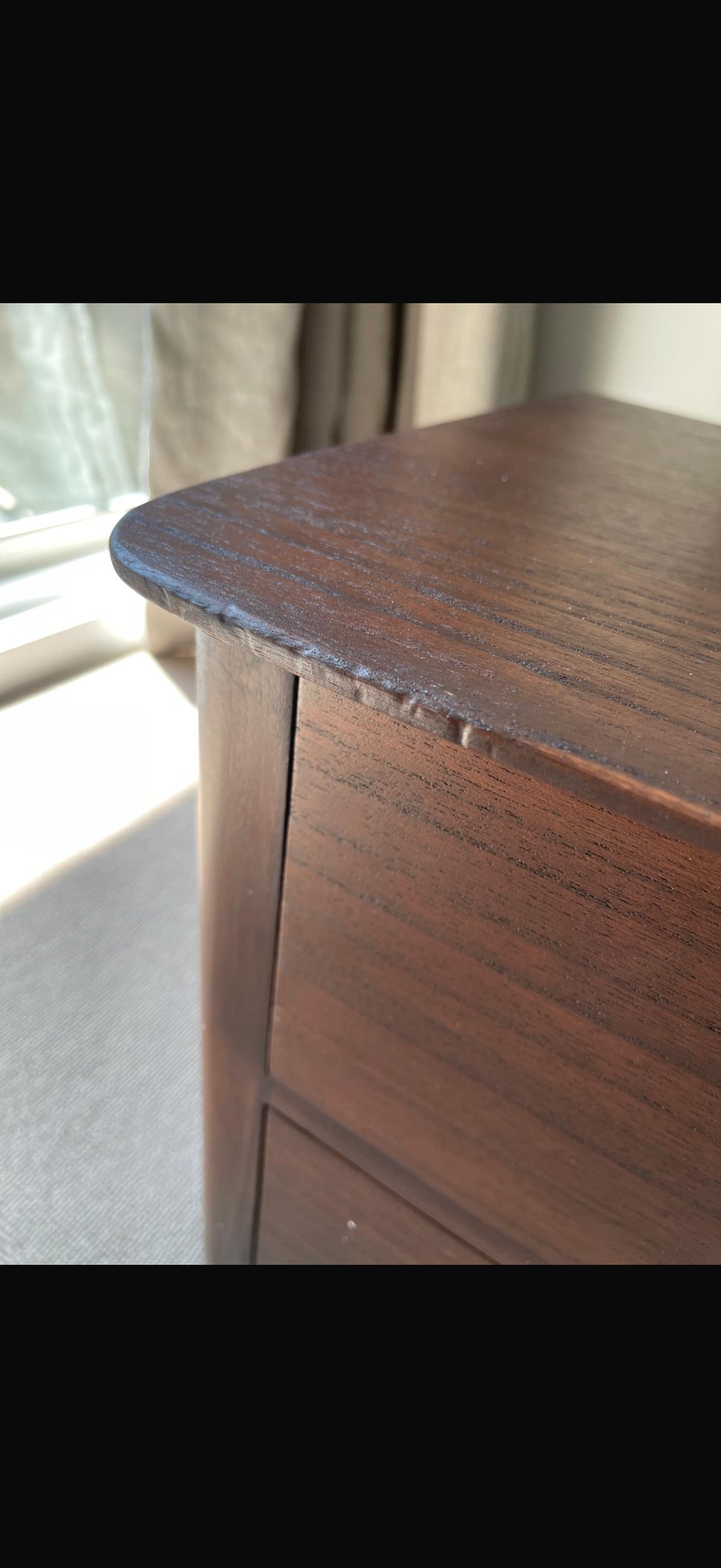 Norway Dark Walnut Wooden Bedside Table (Damaged)