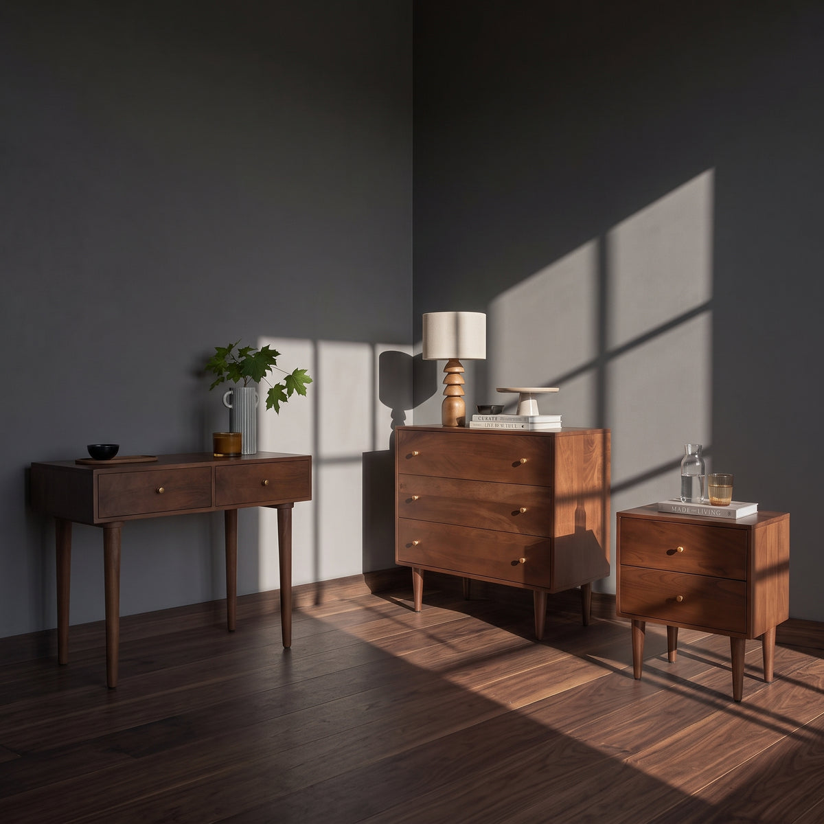 Scandinavian Walnut Oslo Chest of 3 Drawers