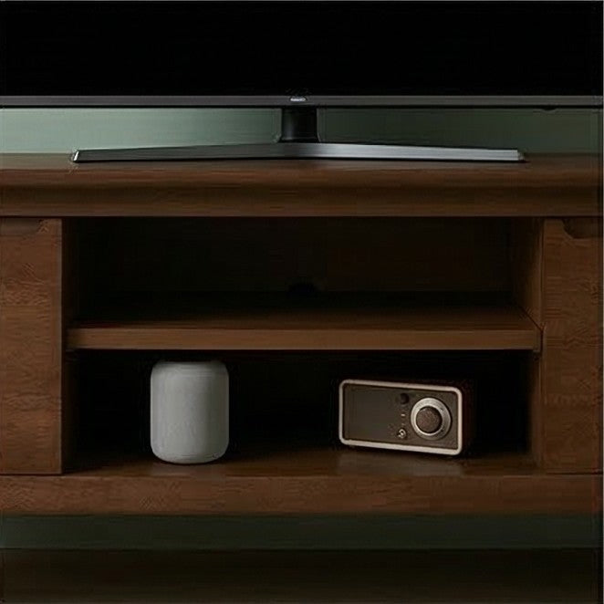 Norway Solid Wood TV Stand - Mid-Century Modern Dark Walnut