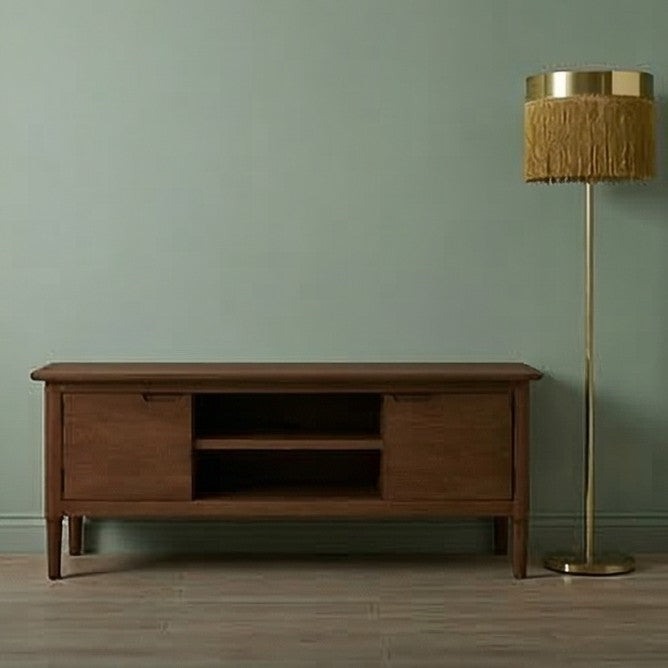 Norway Solid Wood TV Stand - Mid-Century Modern Dark Walnut