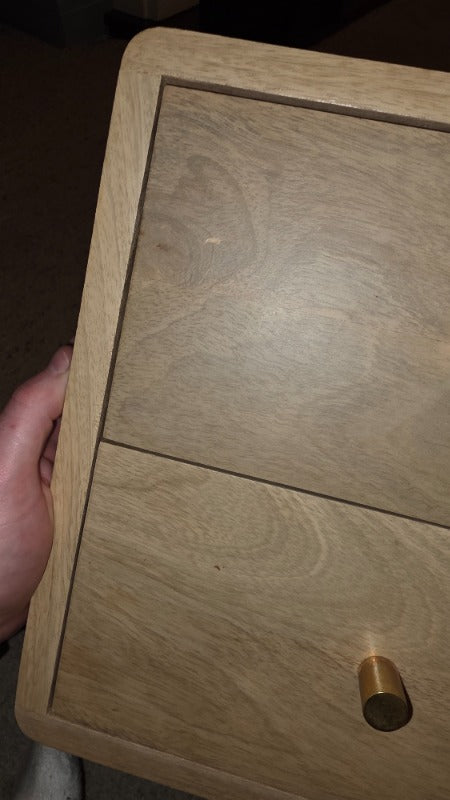 Minimalist Mango Wood Logan Narrow Bedside Table (Damaged)