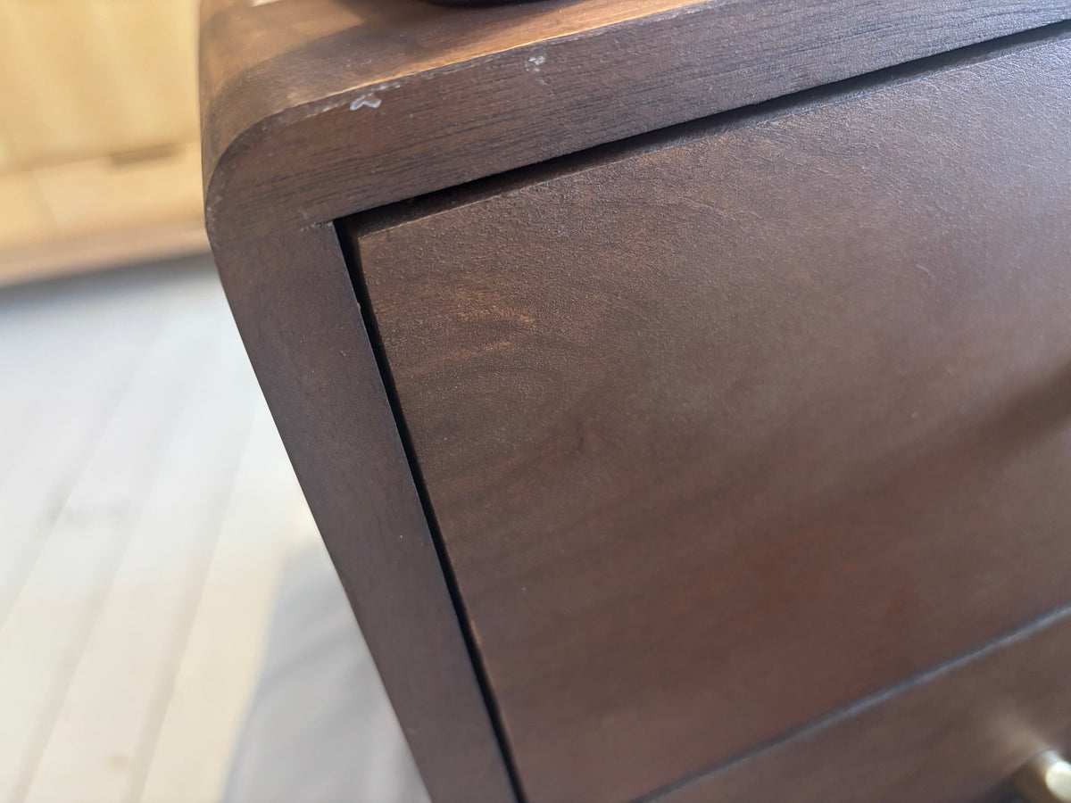 Scandinavian Dark Walnut Logan Narrow Bedside Table (Damaged)