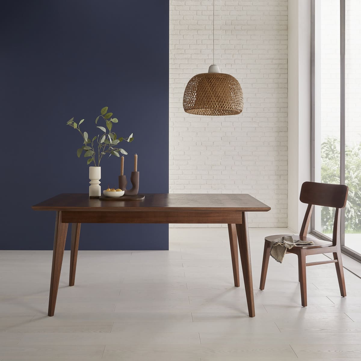 Mid Century Modern Parquet 6 Seater Dining Table