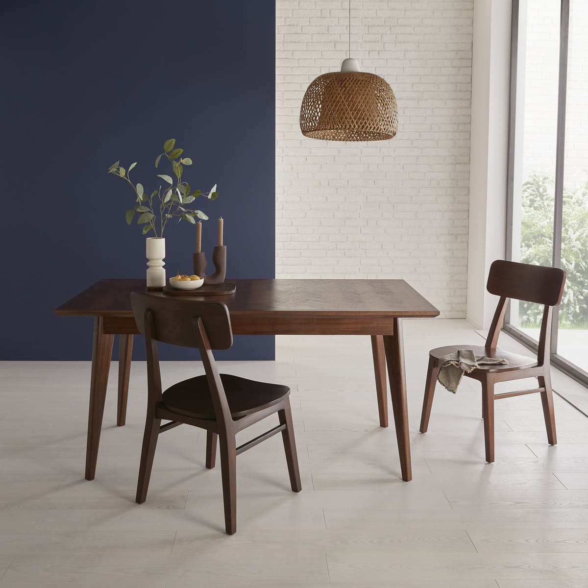 Mid Century Modern Parquet 6 Seater Dining Table