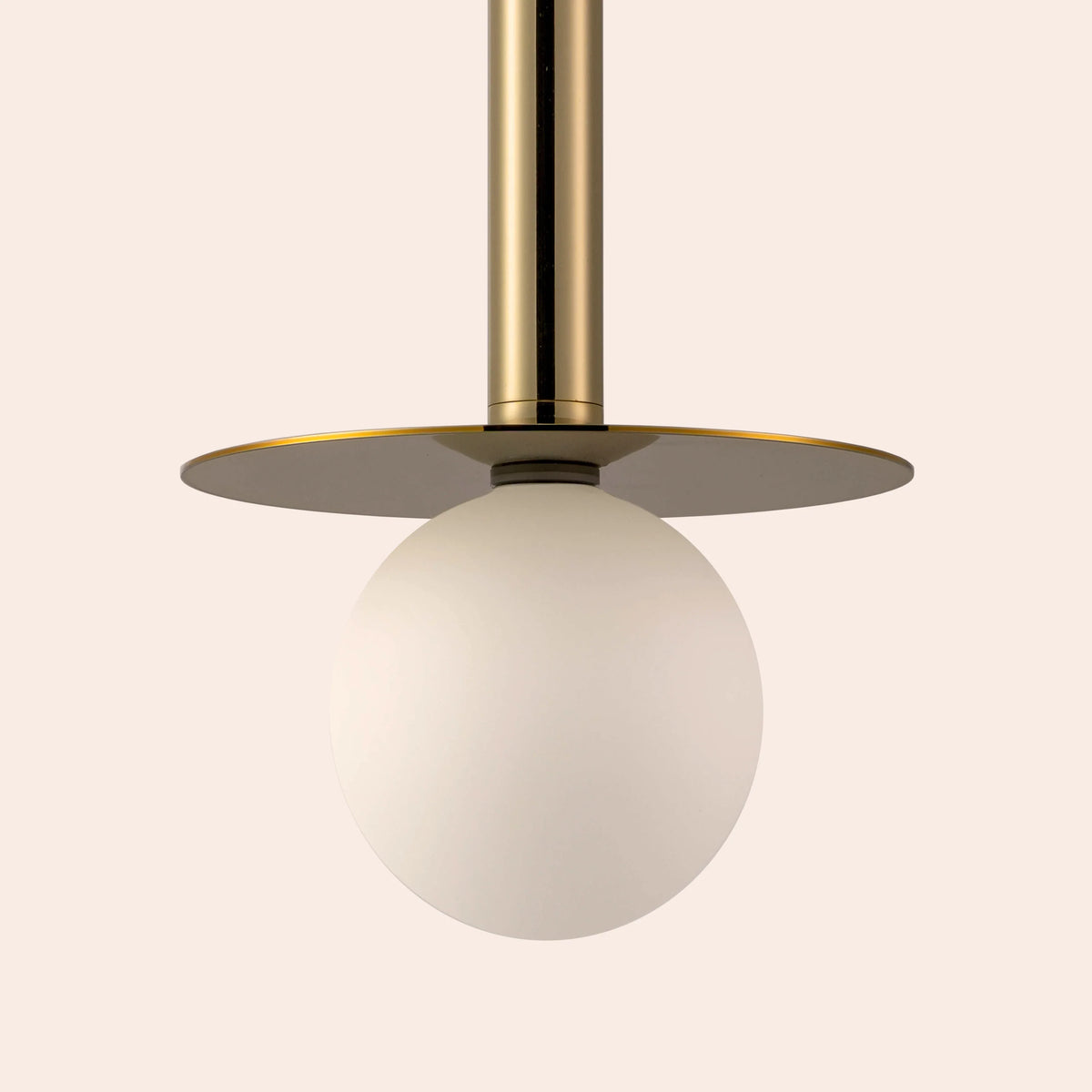 Opal Globe & Brass Disc Pendant Light