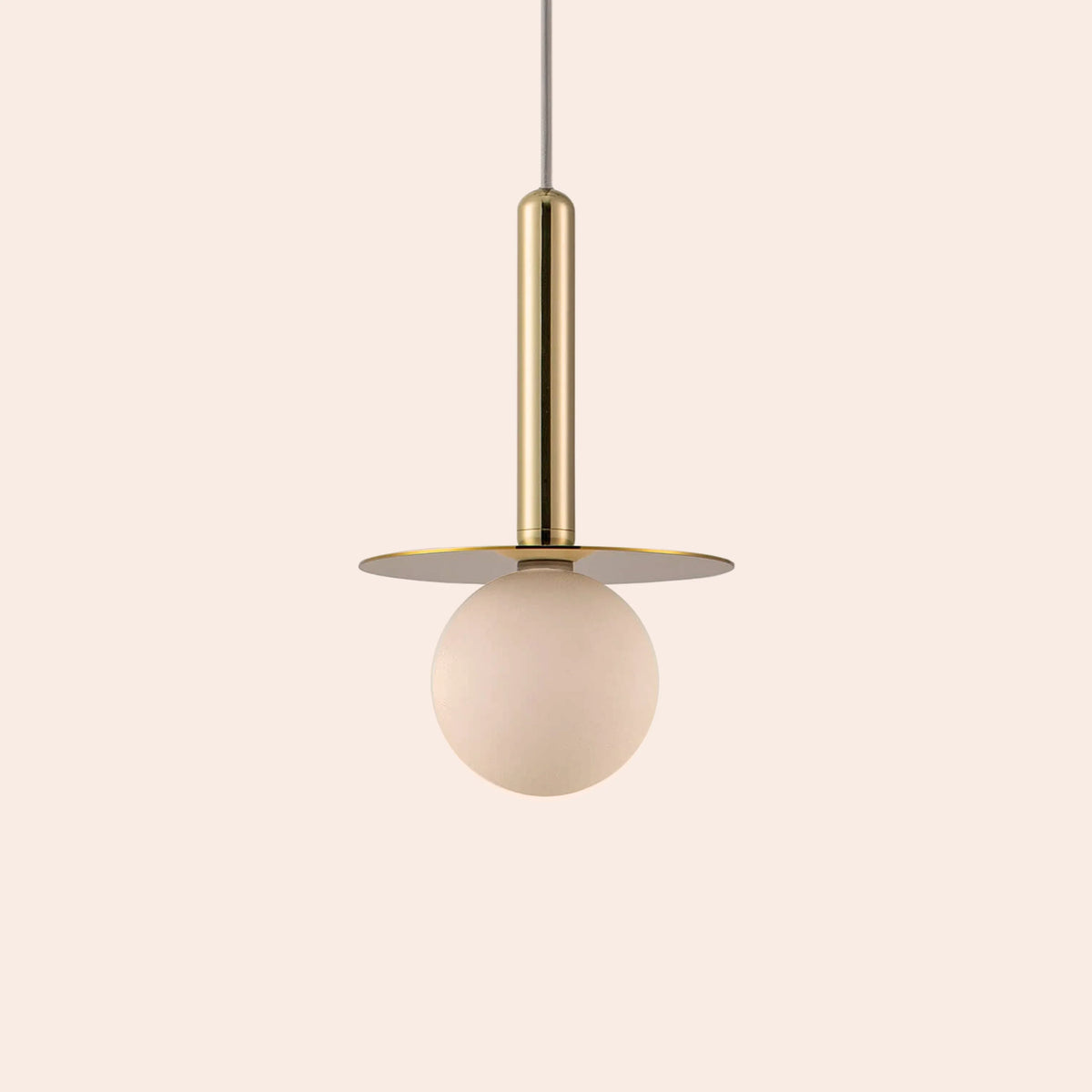Opal Globe & Brass Disc Pendant Light
