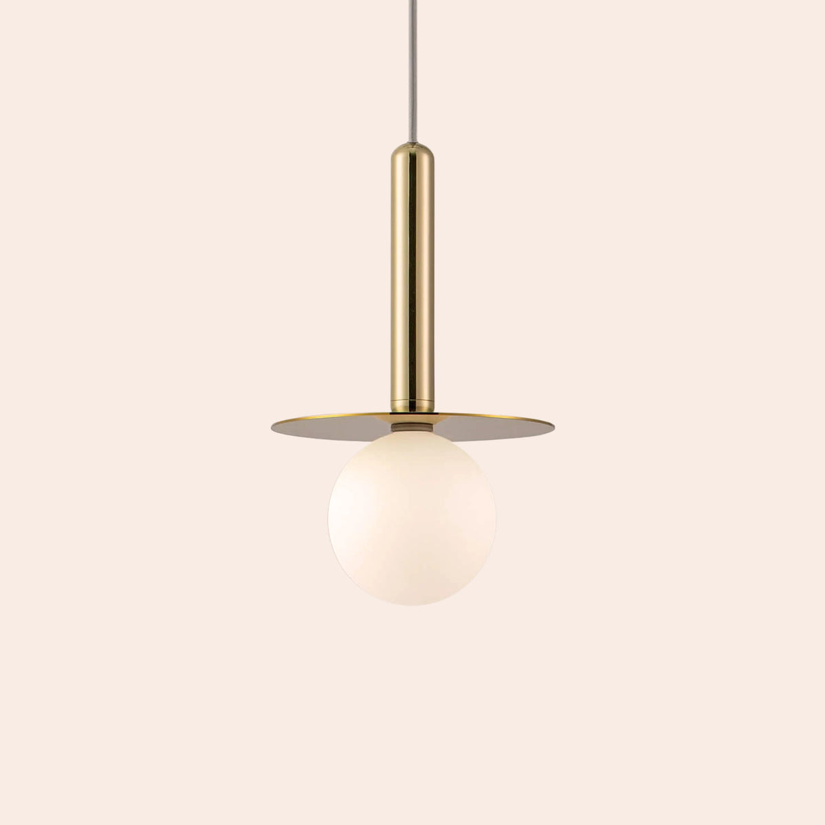 Opal Globe & Brass Disc Pendant Light