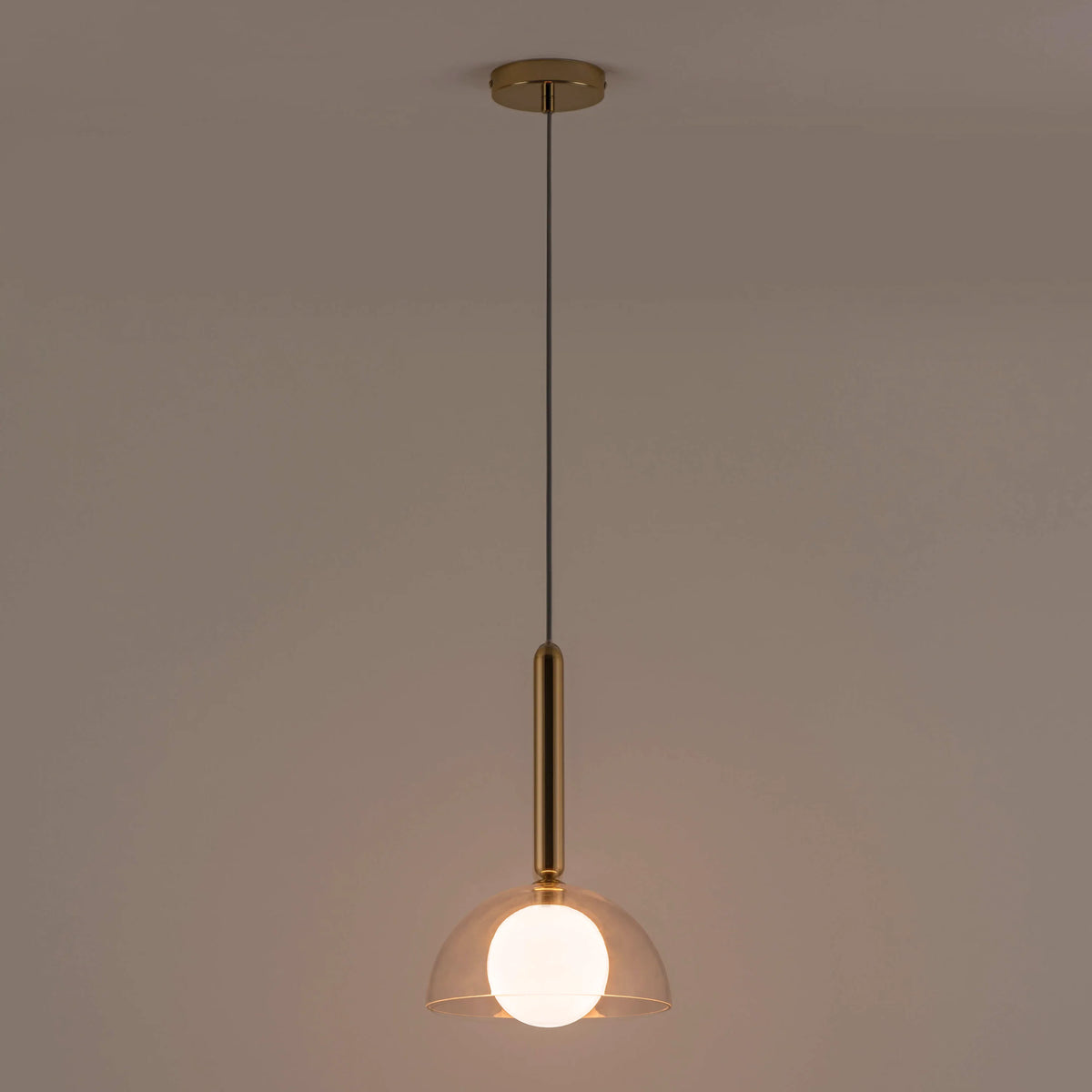 Polished Brass & Clear Glass Dome Pendant Light