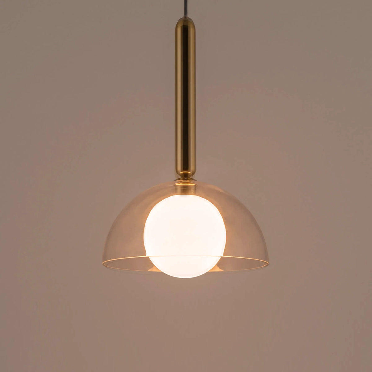 Polished Brass & Clear Glass Dome Pendant Light