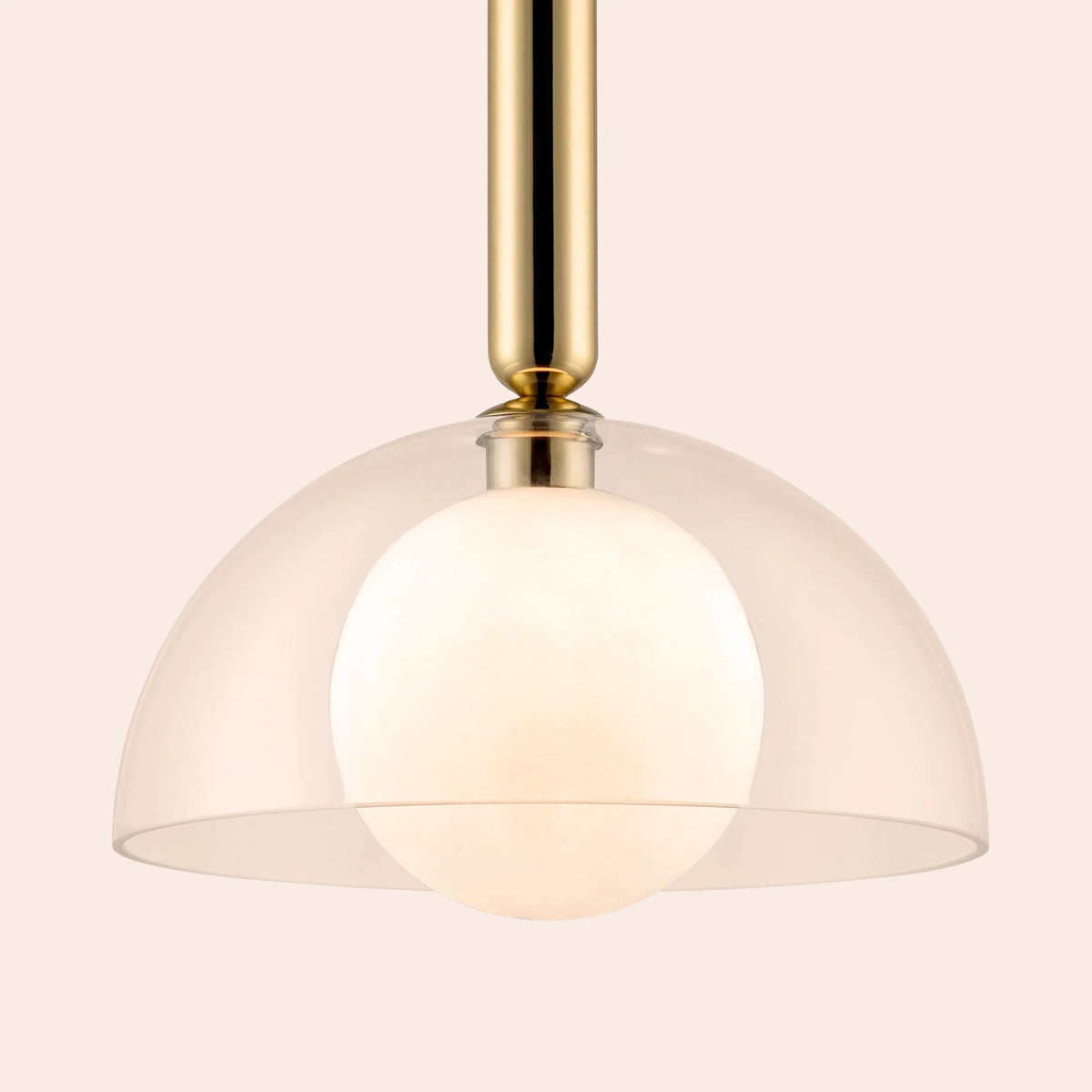 Polished Brass & Clear Glass Dome Pendant Light