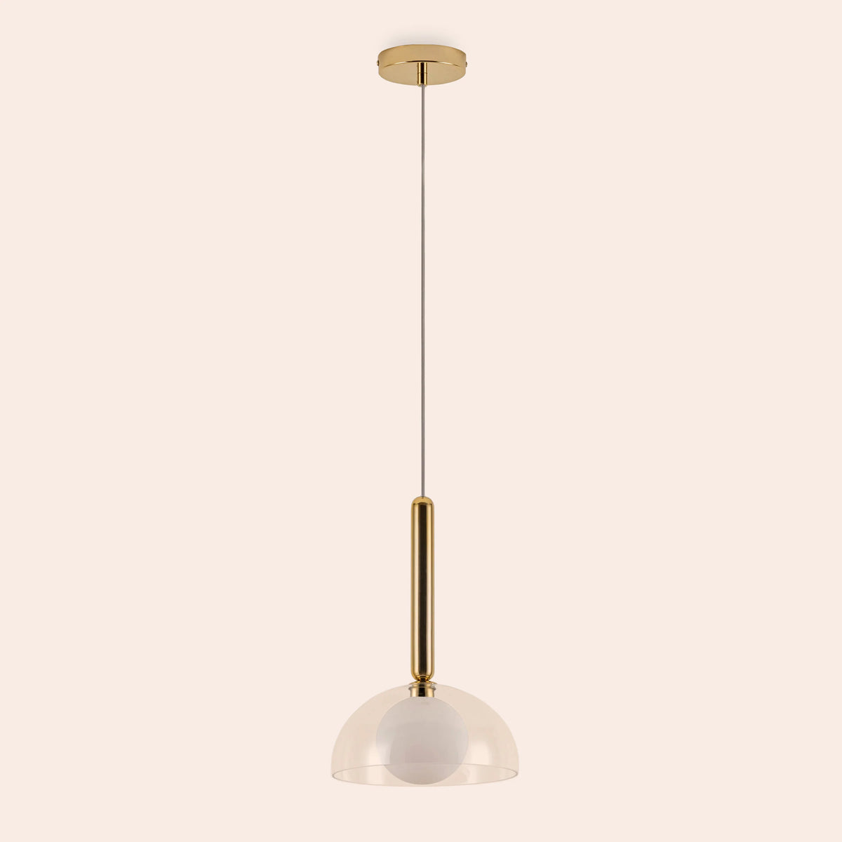 Polished Brass & Clear Glass Dome Pendant Light