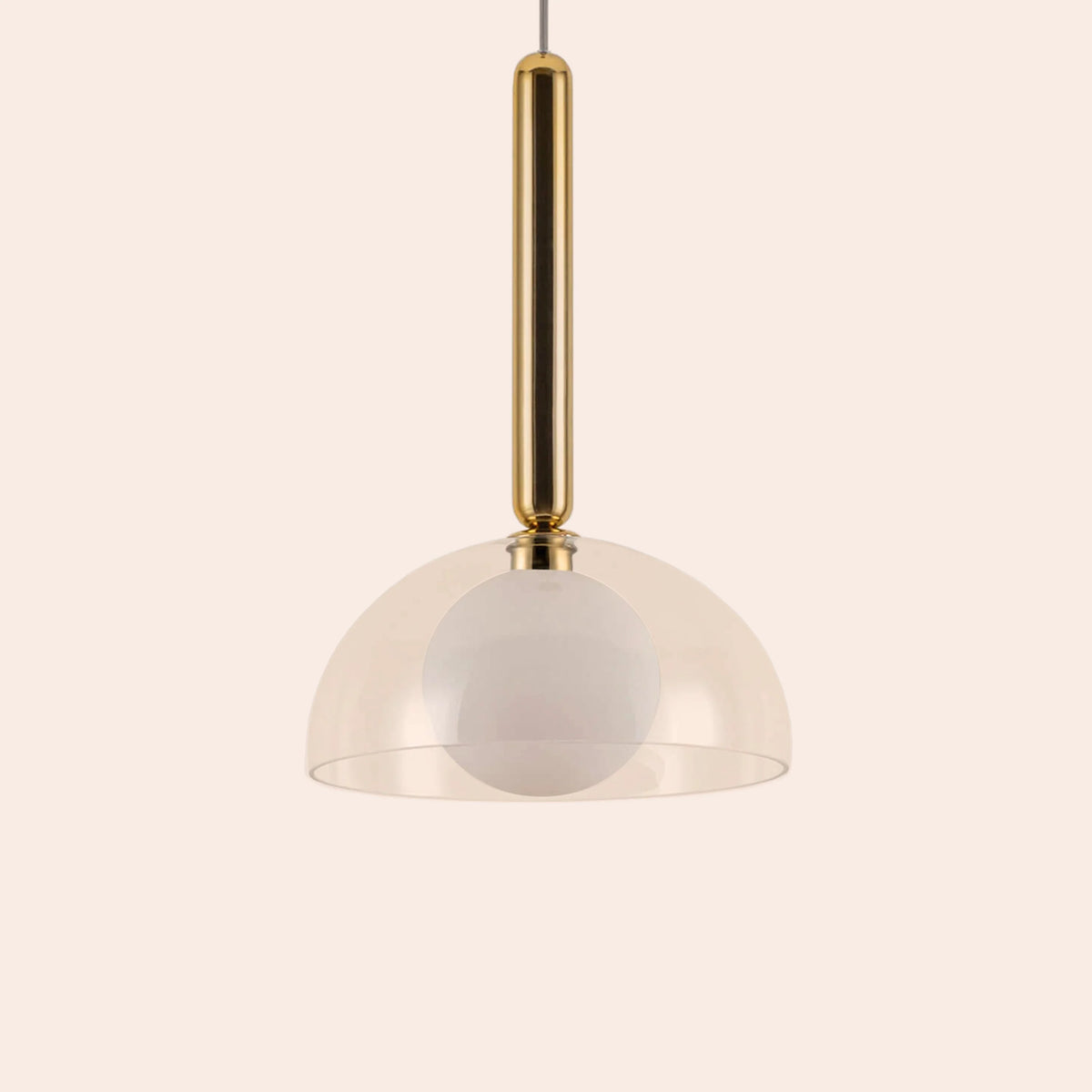 Polished Brass & Clear Glass Dome Pendant Light