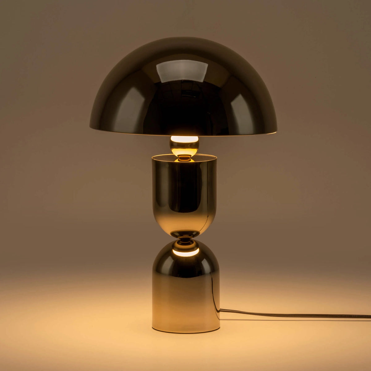Polished Brass Mushroom Table Lamp with Stacked Base