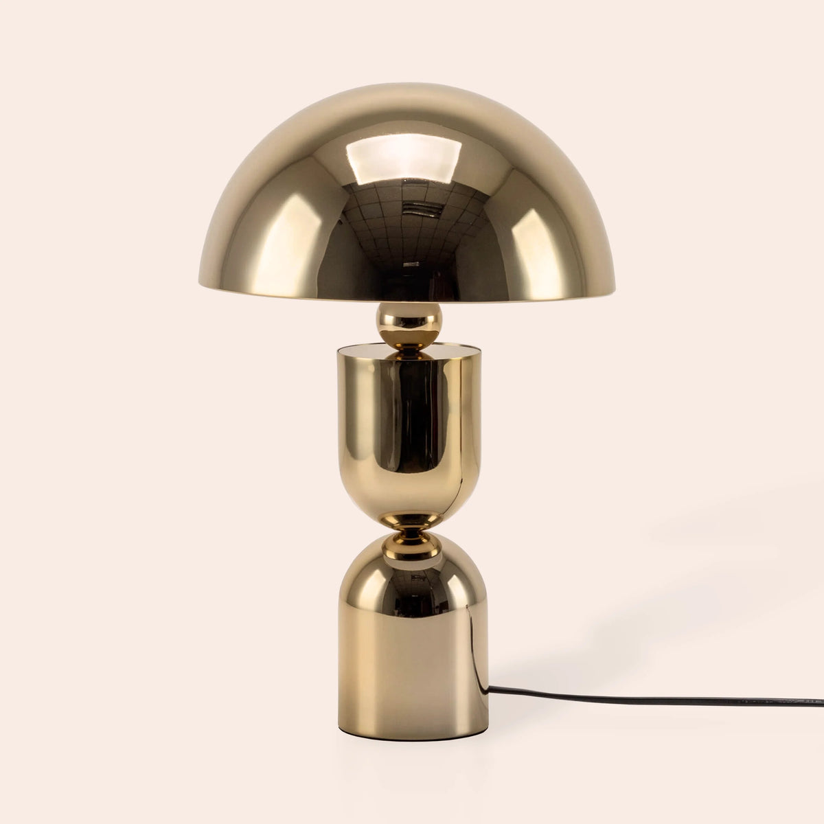 Polished Brass Mushroom Table Lamp with Stacked Base