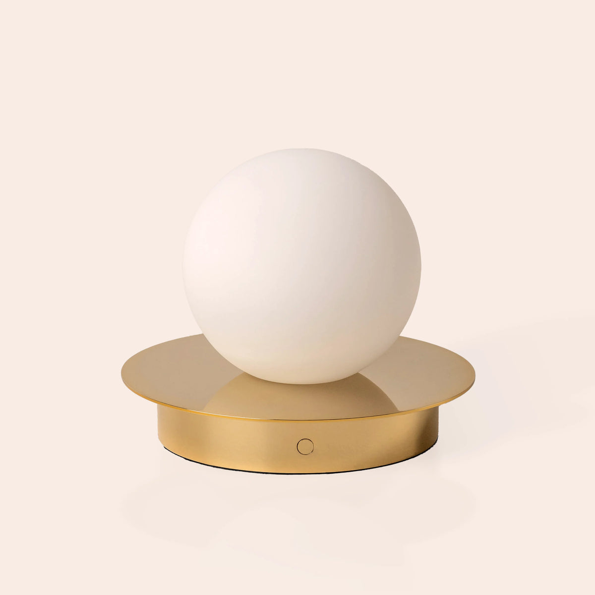 Opal Disc Rechargeable Table Lamp in Polished Brass